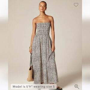 NWT J Crew Womren's Smocked maxi dress in leopard print Fall Sz S $148